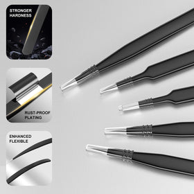 Antonki tweezers next to ruler showing compact size and easy storage