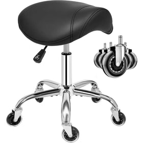ANWBROAD front view of saddle stool showing ergonomic shape and mobility