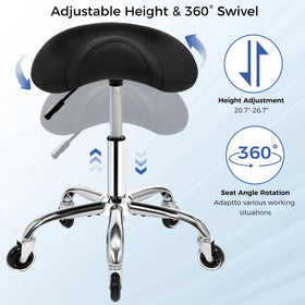 ANWBROAD stool next to regular chair showing compact size and scale