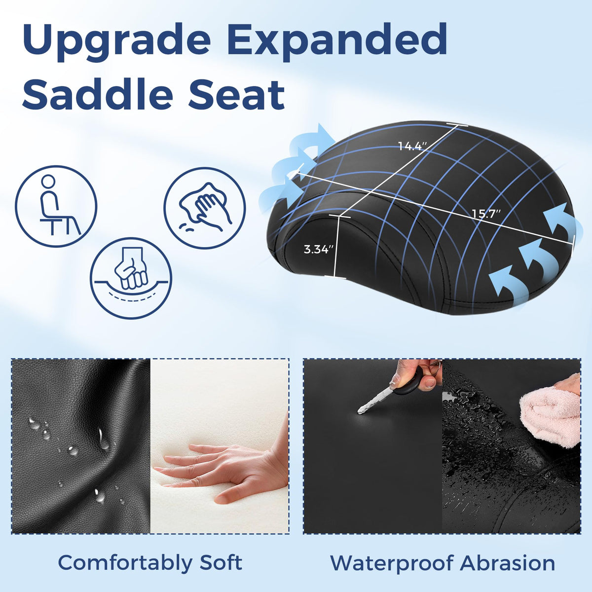 ANWBROAD side profile showing saddle seat tilt for improved spinal alignment