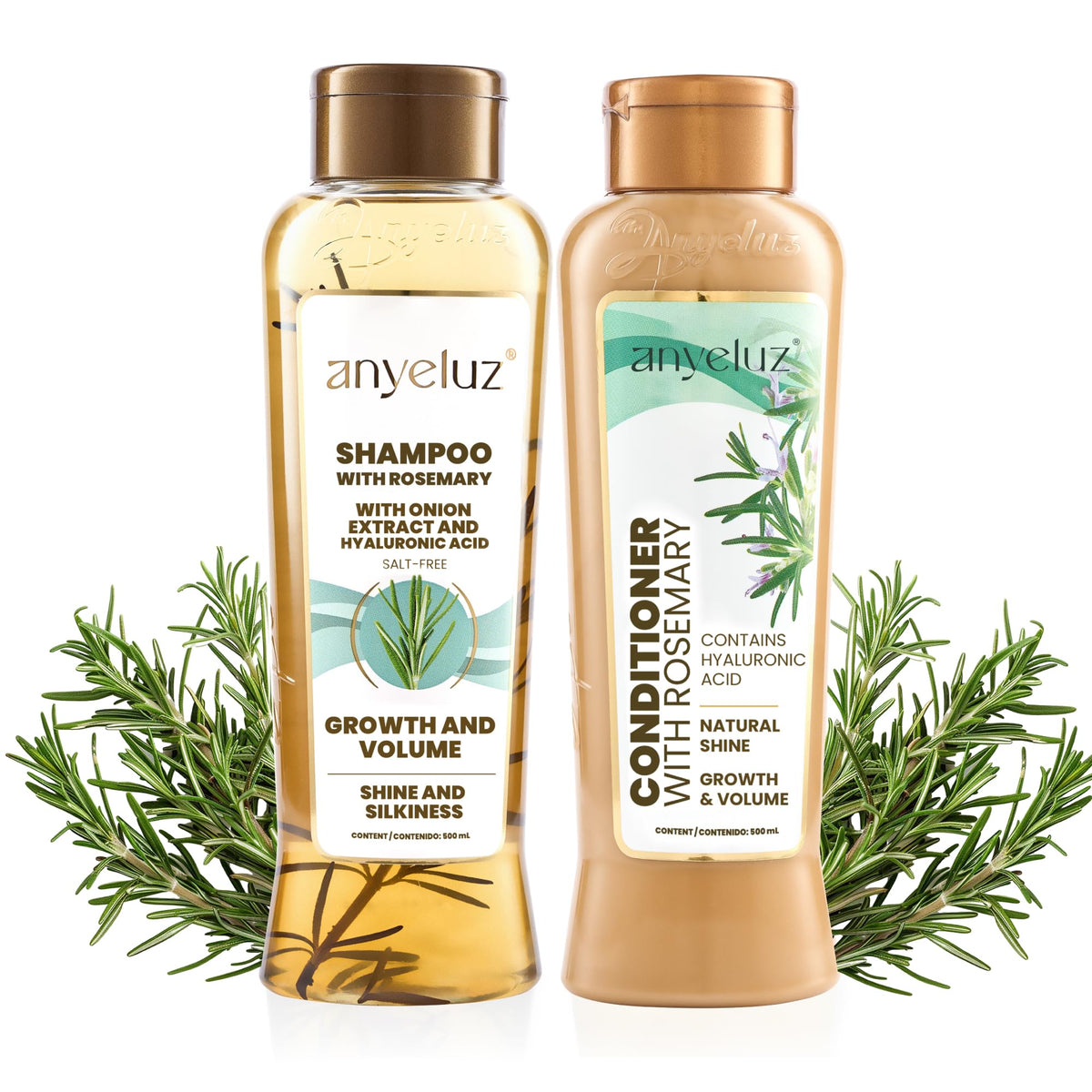 anyeluz front packaging Rosemary set showing both bottles and benefits