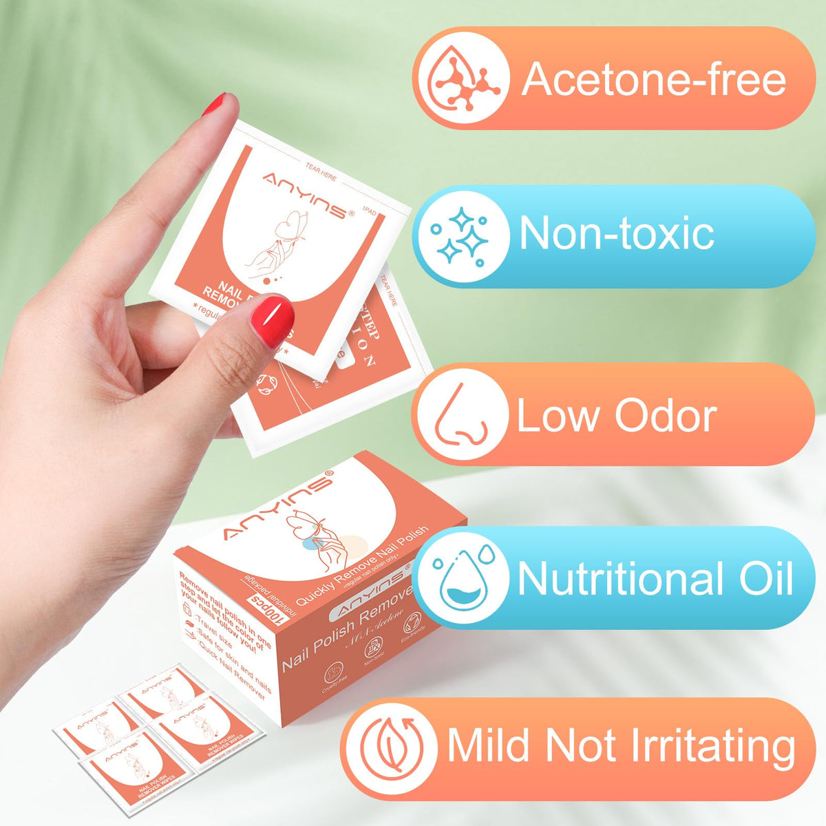 ANYINS pad close-up texture highlighting pre-soaked wipe absorbency