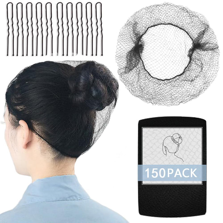 Aodada front packaging showing full black hair net kit and value pack benefits