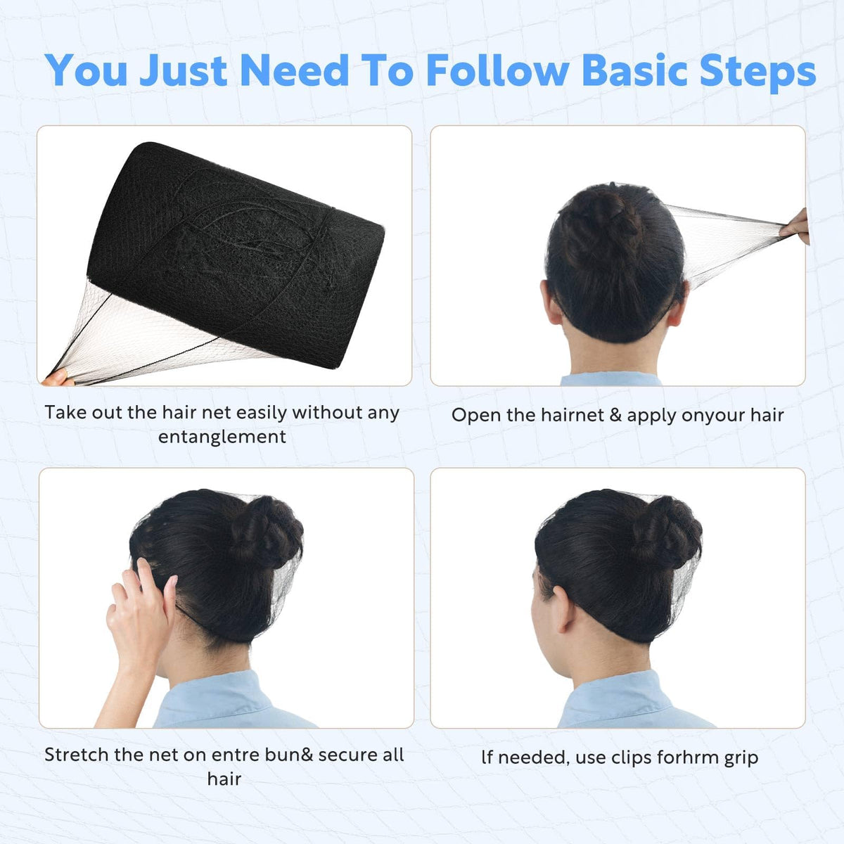 Aodada hair net next to ruler indicating 24 inch stretch and size clarity