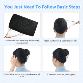Aodada hair net next to ruler indicating 24 inch stretch and size clarity