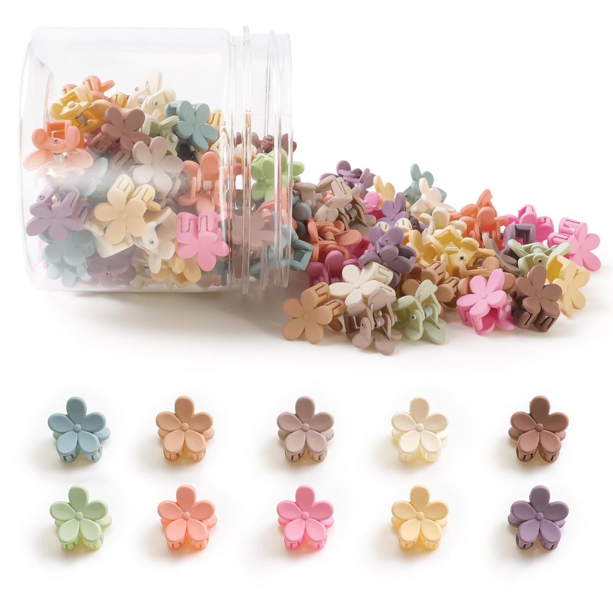 AOENJIE front packaging showing 100 mini flower clips for easy selection
