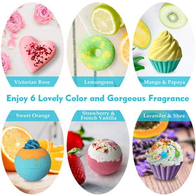 Aofmee bath bomb texture detail showing cocoa and shea butter swirls benefit: moisturizing ingredients