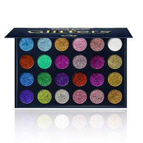 Aolailiya palette front open showing 24 glitter shades and variety benefits