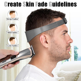 AOMGD in use with razor demonstrating precise straight neckline trimming