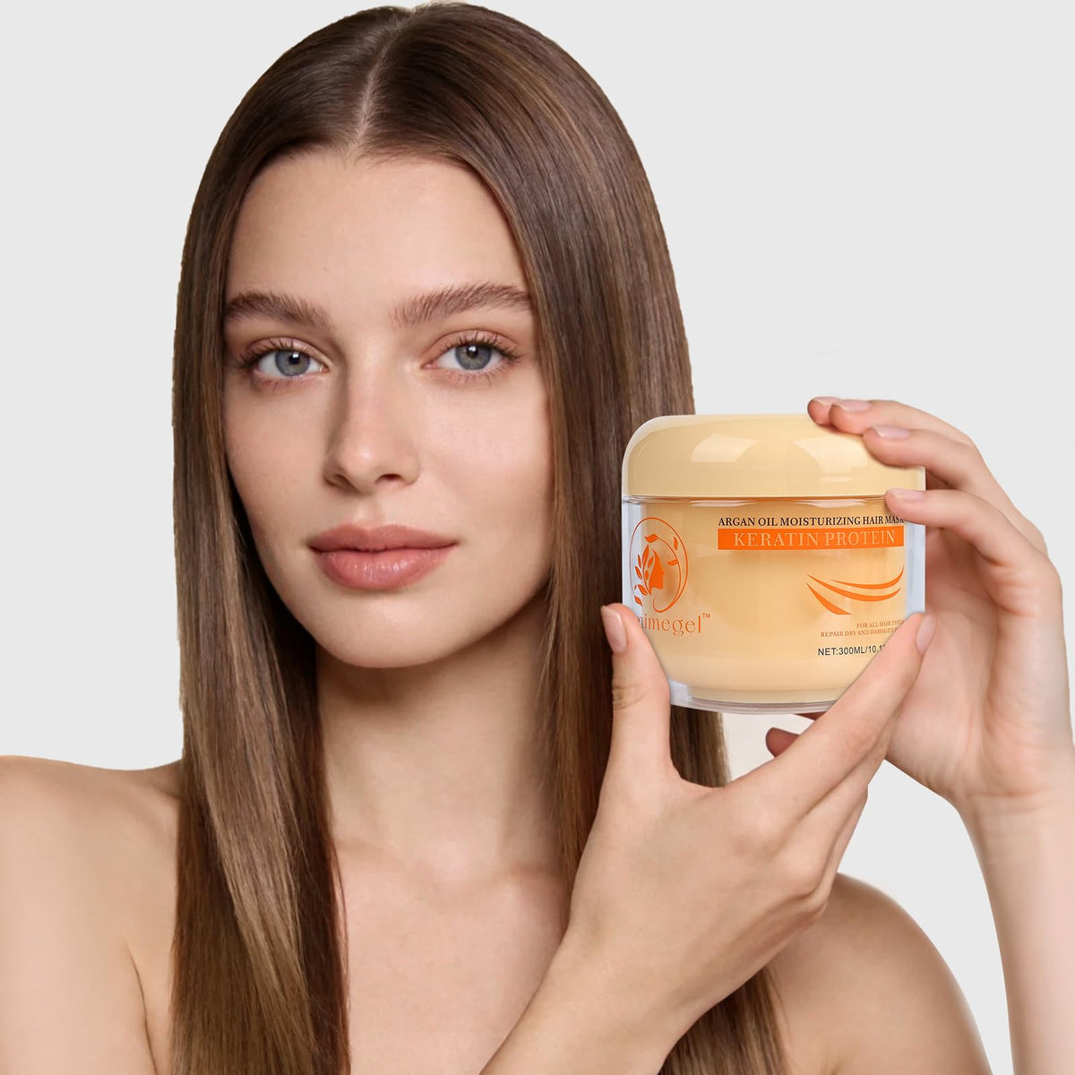 Aomimegel after-treatment hair styling showing glossy, manageable, healthy-looking hair