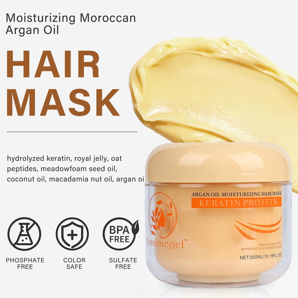 Aomimegel mask texture close-up showing creamy collagen-rich formula for repair