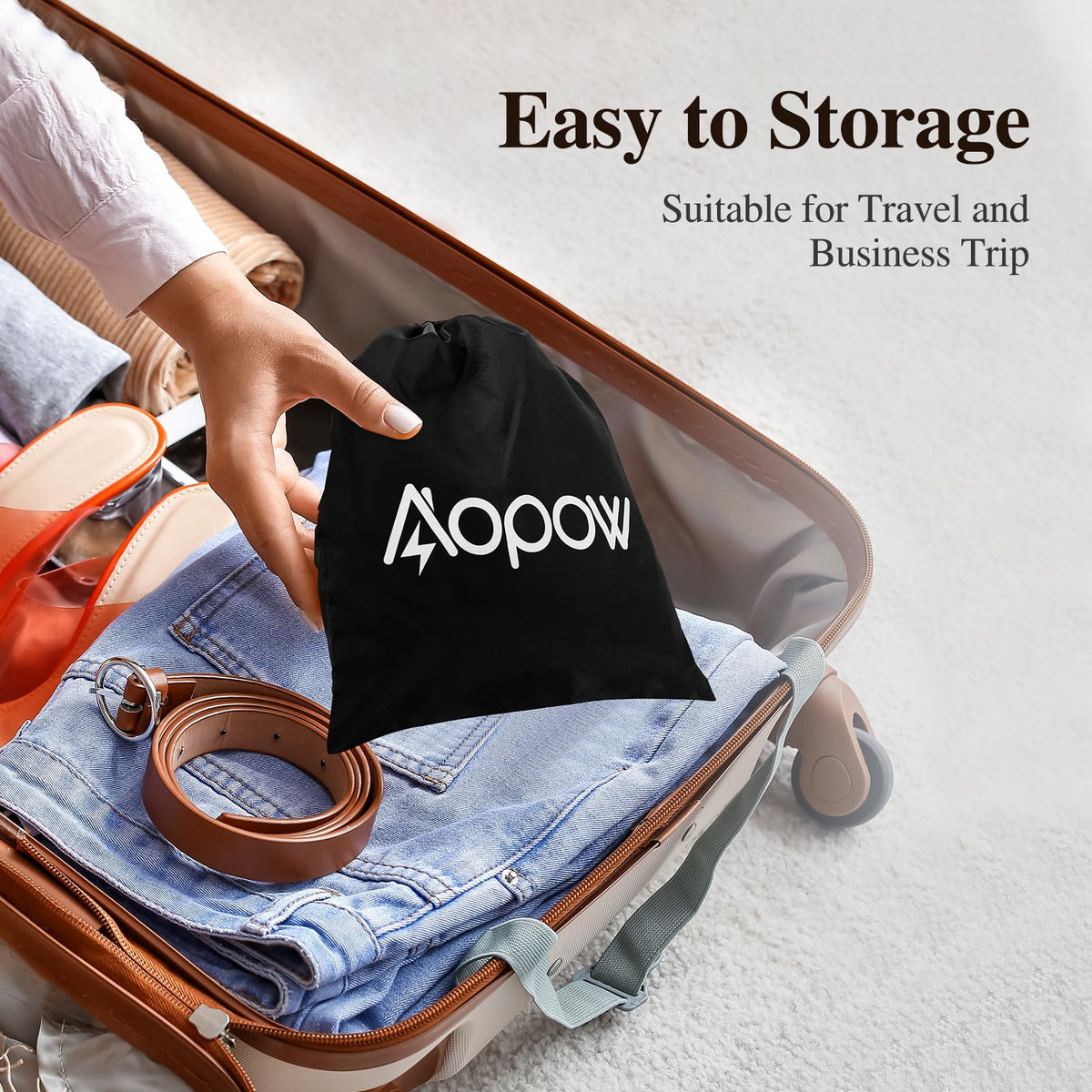 aopow retail packaging with USB cable included for easy setup and transport