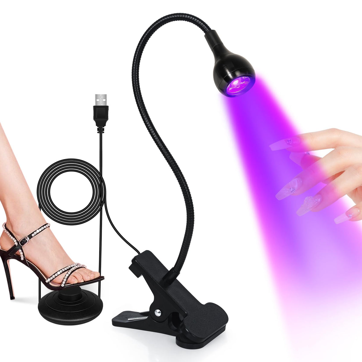 AORAEM front view clamped showing stable placement and strong curing light