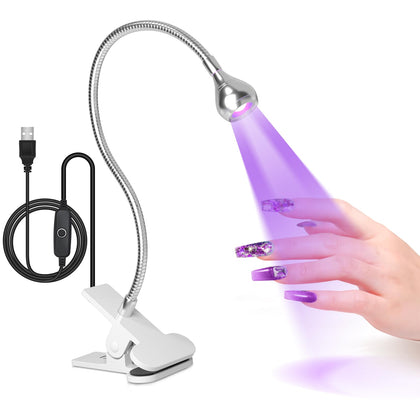 AORAEM lamp front view showing compact silver housing and control switch benefit portable curing