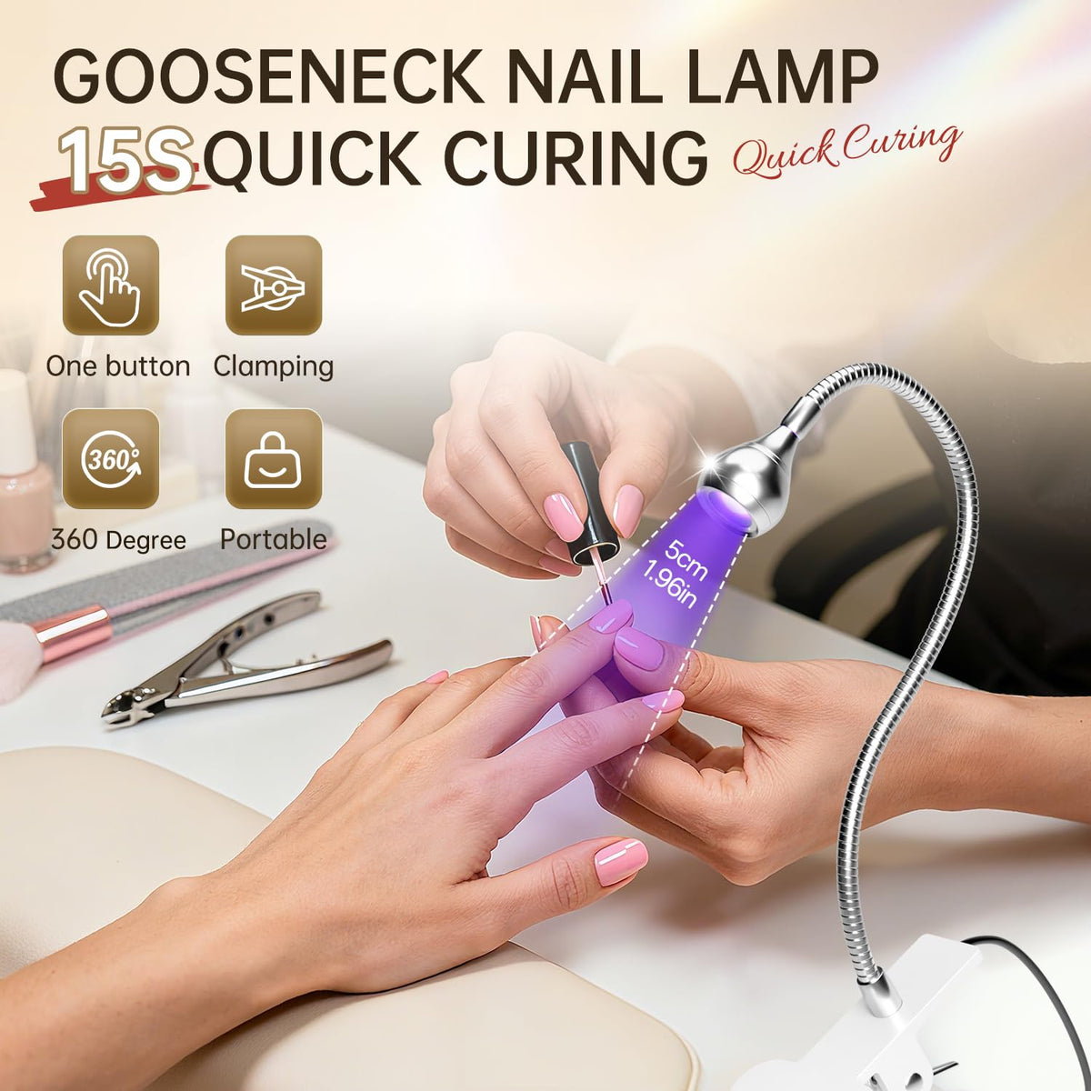 AORAEM gooseneck close-up highlighting flexible arm for precise light positioning and comfort