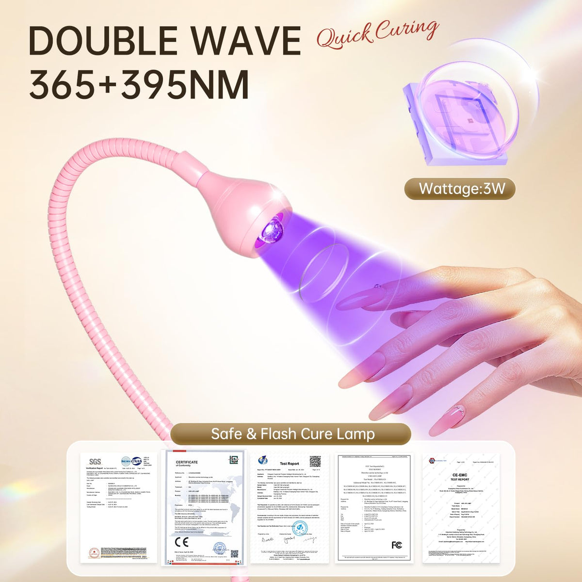 AORAEM LED beads and glass focus delivering even light for consistent cures