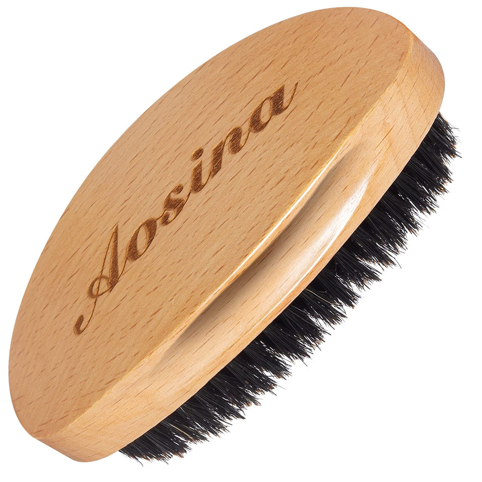 Aosina brush front view showing beech wood handle and compact shape for comfortable grip