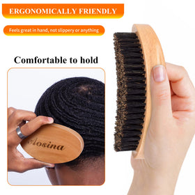 Aosina brush used on short hair to develop 360 waves and distribute natural oils