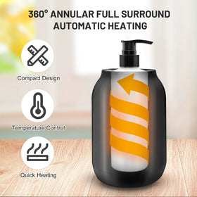 AOWOSA visual of 360-degree heating wrap illustrating even warming and reduced cold spots benefit