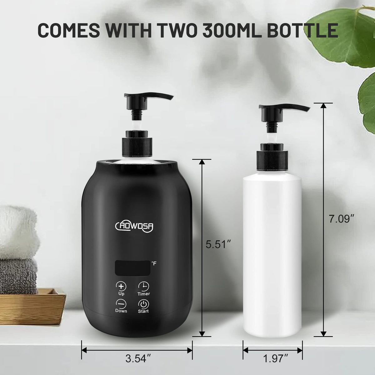 AOWOSA black warmer on a spa counter in lifestyle scene showing professional presentation benefit