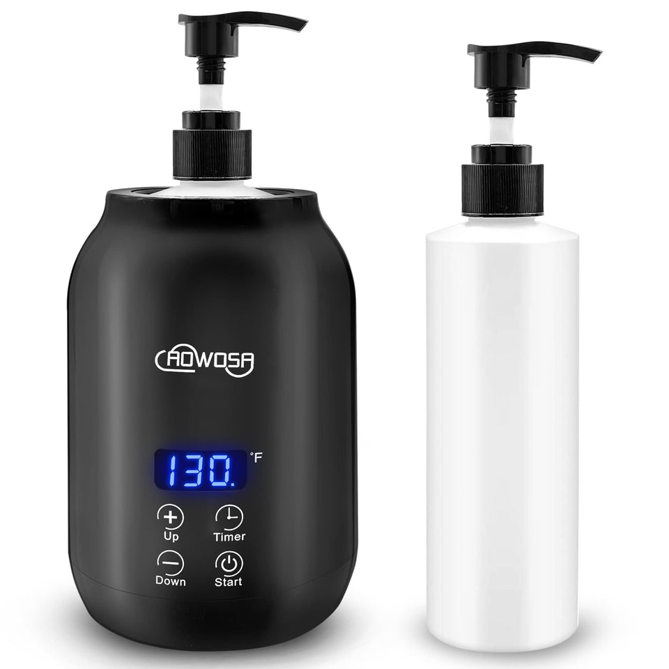 AOWOSA front view of black electric oil warmer showing sleek design and professional use benefit