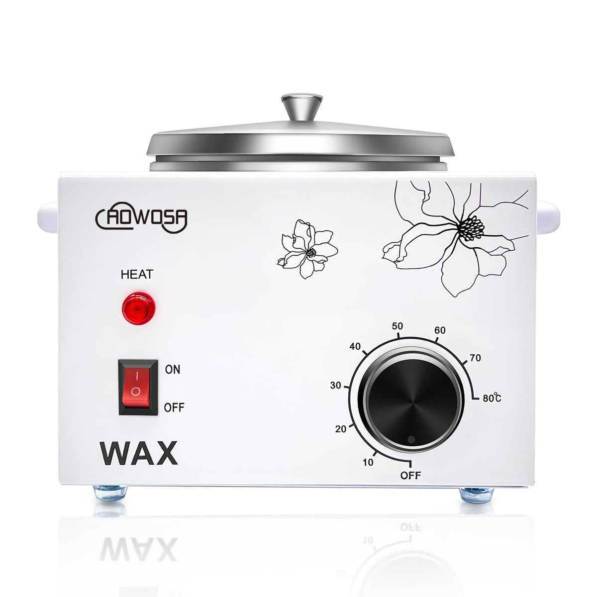 AOWOSA front view of wax warmer showing compact professional design and quick heating benefit