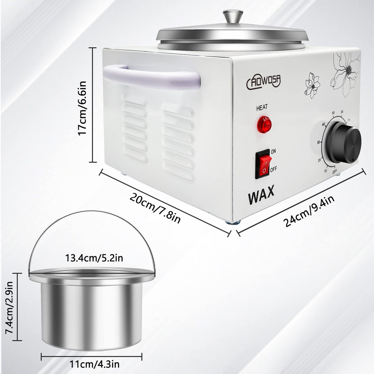 AOWOSA non-slip feet and side heat sinks highlighting stability and safer operation