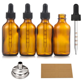 AOZITA front view of four amber glass bottles showing compact travel-ready design