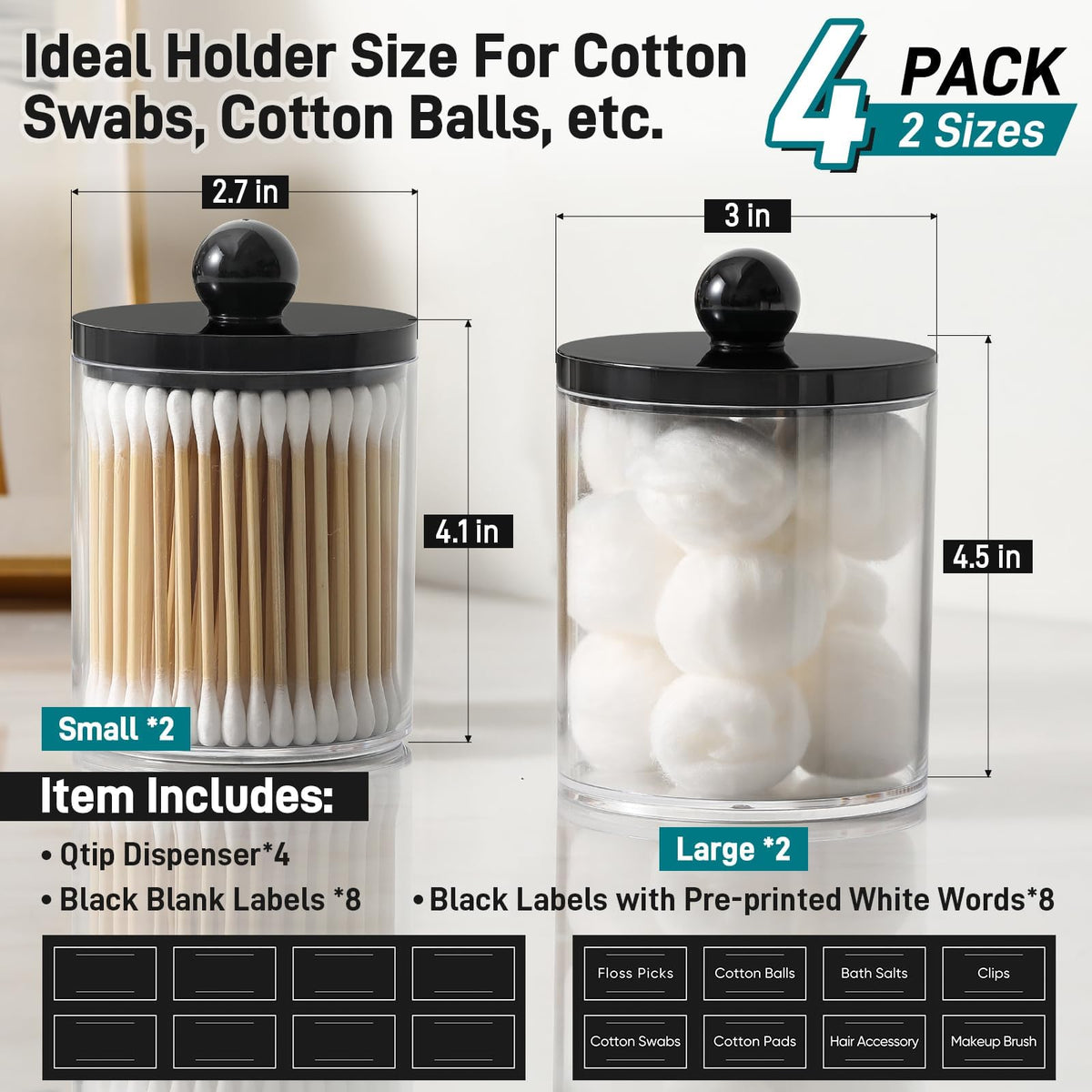 AOZITA jar filled with cotton swabs for quick-access grooming benefit