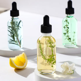 AOZITA bottles displayed on bathroom shelf for organized storage