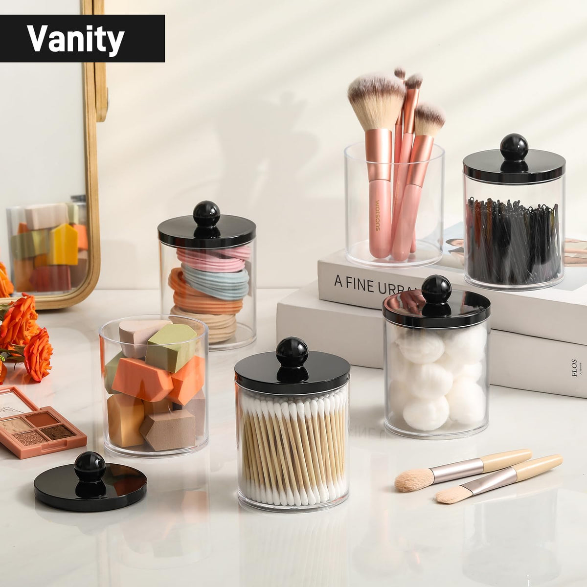 AOZITA jars labeled on a shelf for simple identification and neat organization benefit