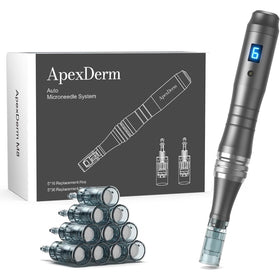 ApexDerm front view of microneedle roller pen showing compact design and portability