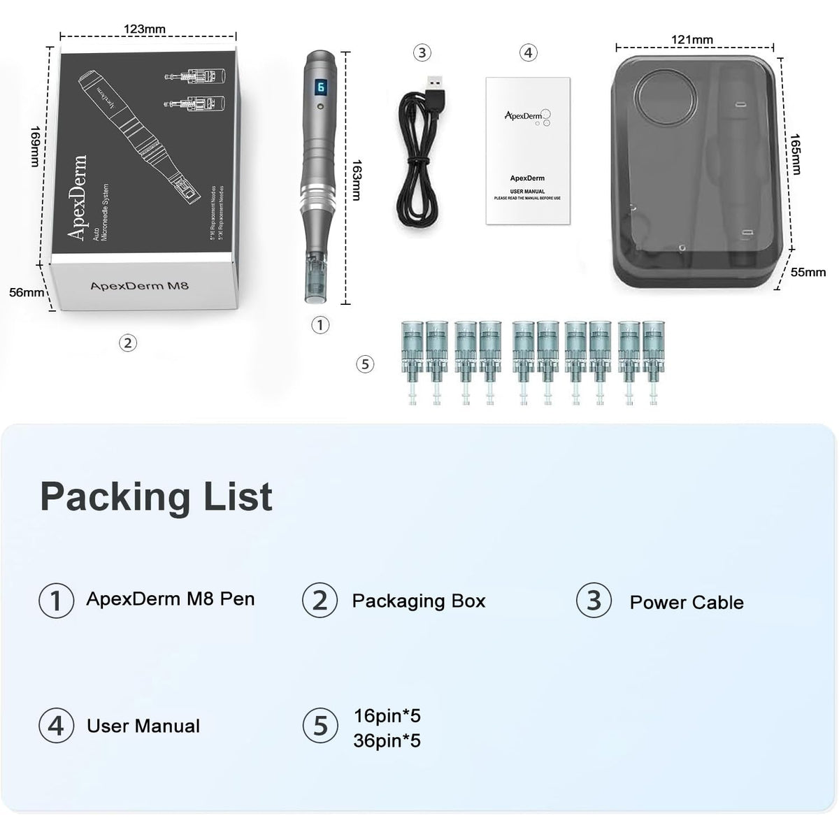 ApexDerm pen packed in travel case for on-the-go skincare convenience