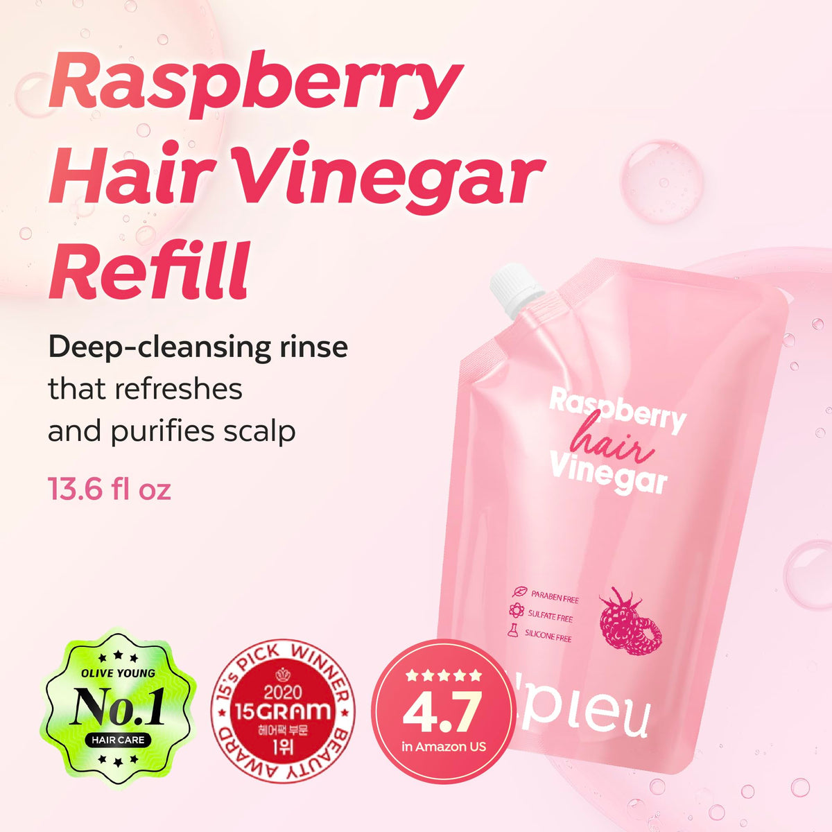 A'PIEU pouring the raspberry rinse to demonstrate easy application