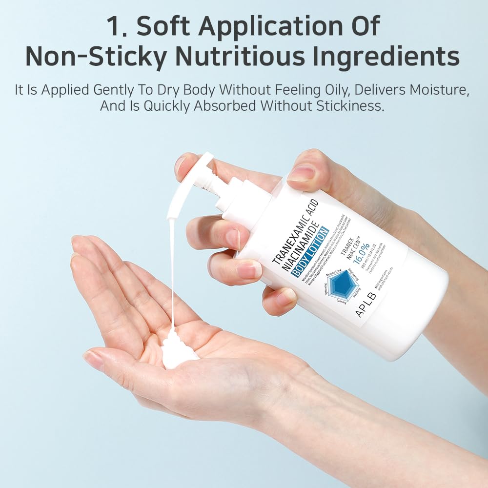 APLB close-up of label detailing actives tranexamic acid and niacinamide