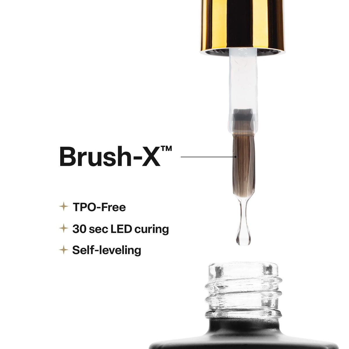 APRÉS brush and gel texture close-up, smooth self-leveling formula visible for neat application