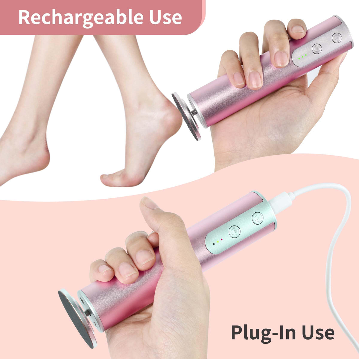 APRELM close-up of rotating sanding head for efficient callus removal and quick-change replacement
