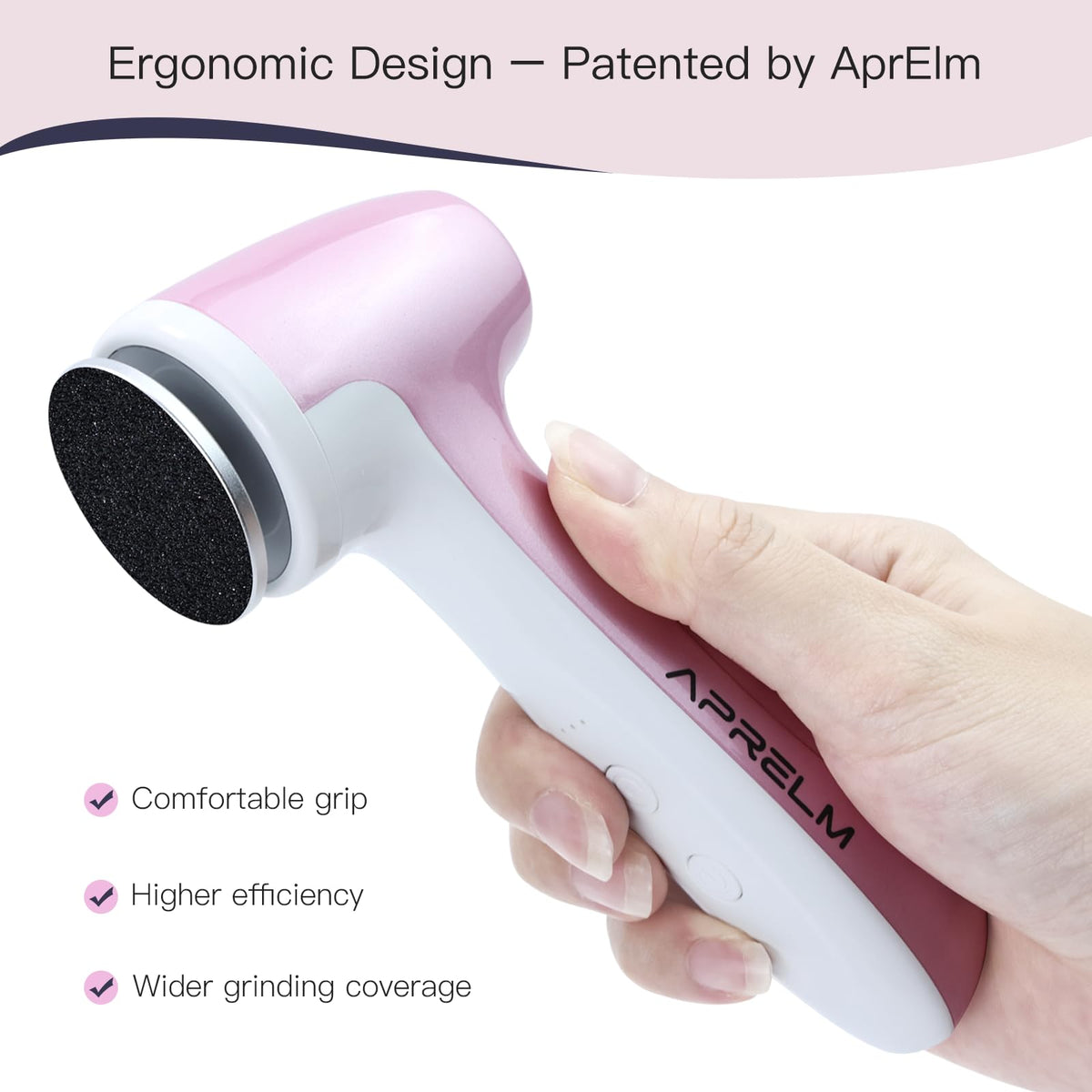 APRELM E7 side ergonomic detail highlighting hand-fit design for comfortable control