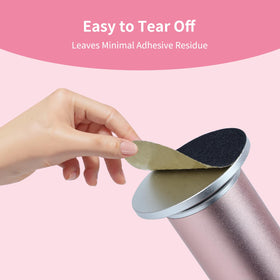 APRELM hand peeling disc to show easy tear-off backing with no adhesive residue