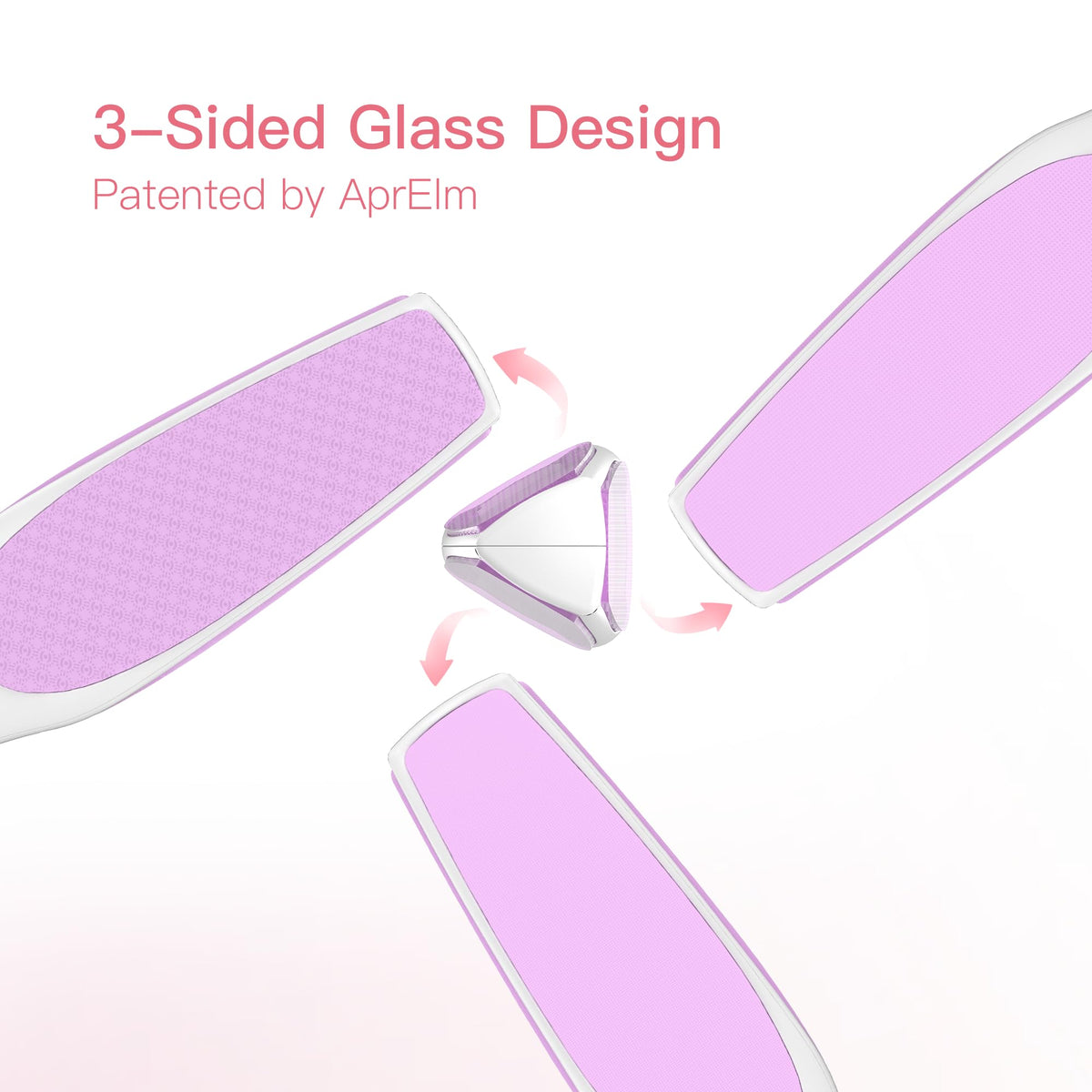 APRELM close-up of triangular three-sided nano glass showing durable texture