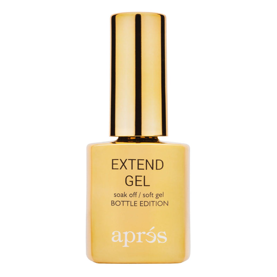 APRÉS gold bottle front view showing product and brand for easy identification