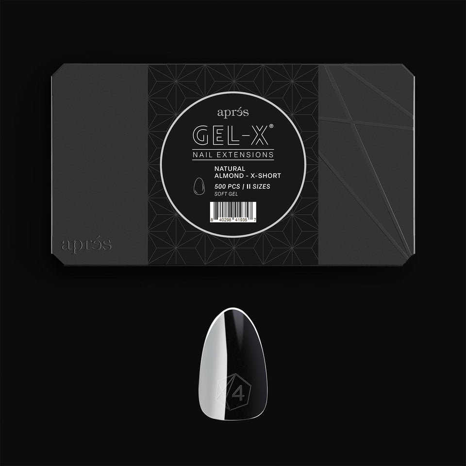 APRÉS box front packaging showing 500 Gel-X tips and branding benefit: bulk supply