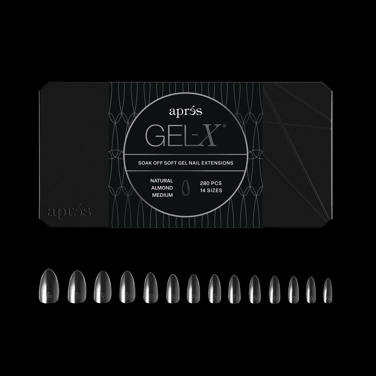 APRÉS box front view displaying 280 Gel-X tips for efficient salon supply