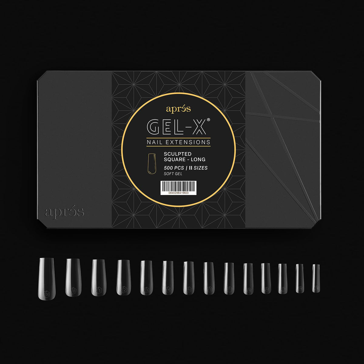 APRÉS side profile showing long square tip shape and easy customization