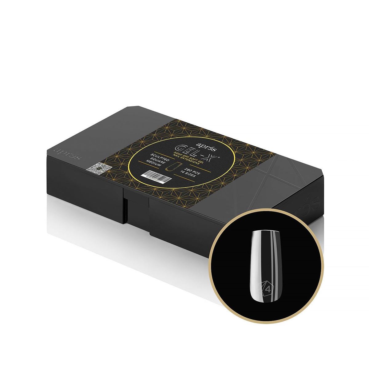 APRÉS sculpted square medium front packaging showing tip count and benefits