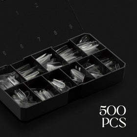 APRÉS array of Gel-X tips from sizes 00 to 9 displaying size selection advantage