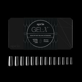 APRÉS Gel-X square front packaging showing 280 tips and brand