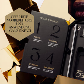 APRÉS Gel-X soft gel tip close-up showing texture and precise almond shape for easy fit