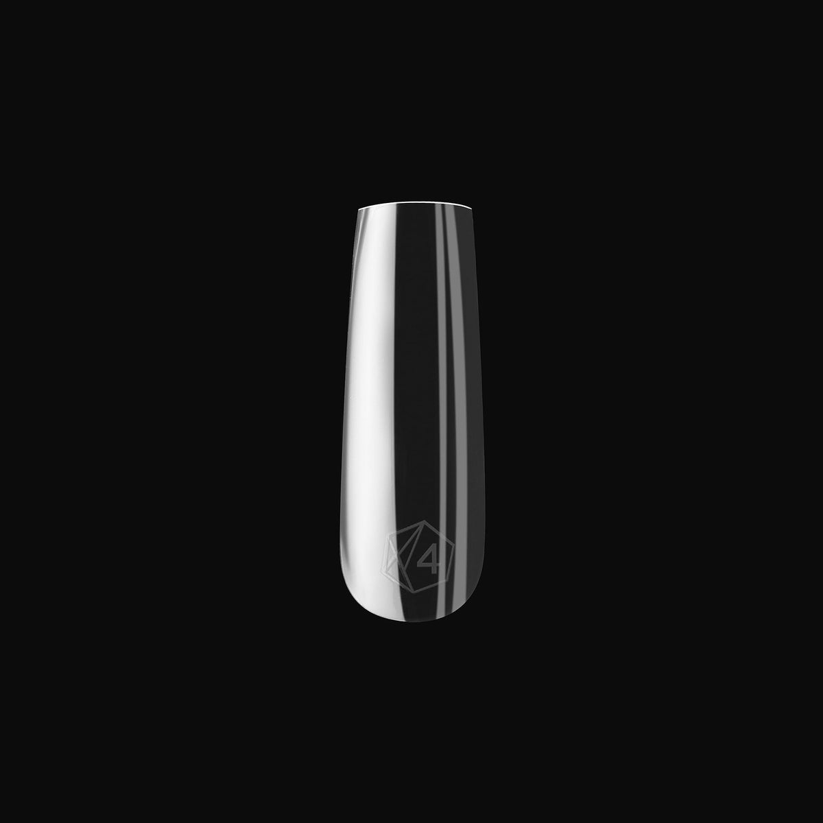 APRÉS Gel-X tip on fingertip for scale, showing true long square length
