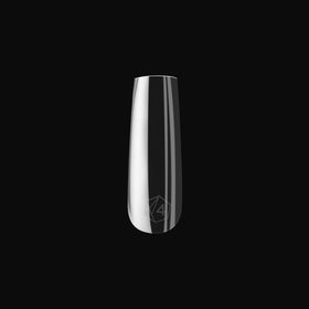 APRÉS Gel-X tip on fingertip for scale, showing true long square length